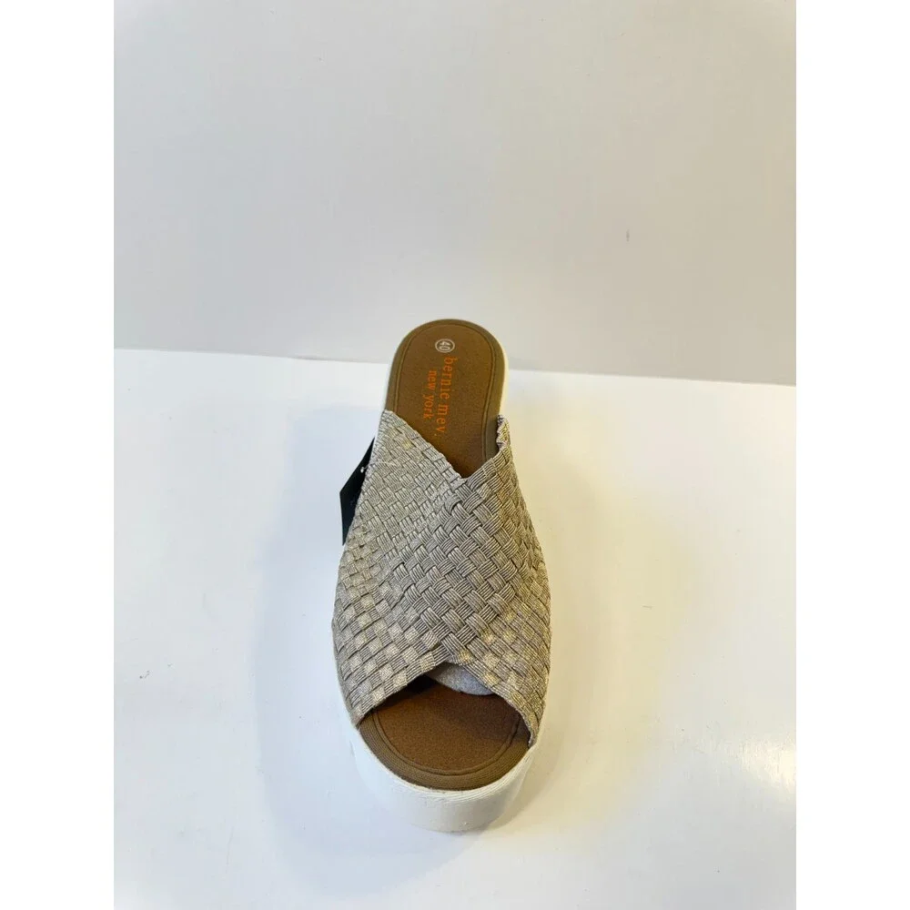 Bernie Mev Womens Wedge Sandals Gold Woven US EU 40 US 9